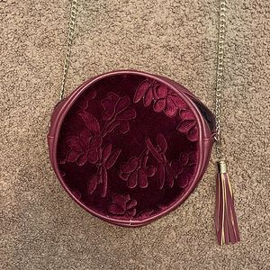 Velvet Burgundy Crossbody Chain Purse